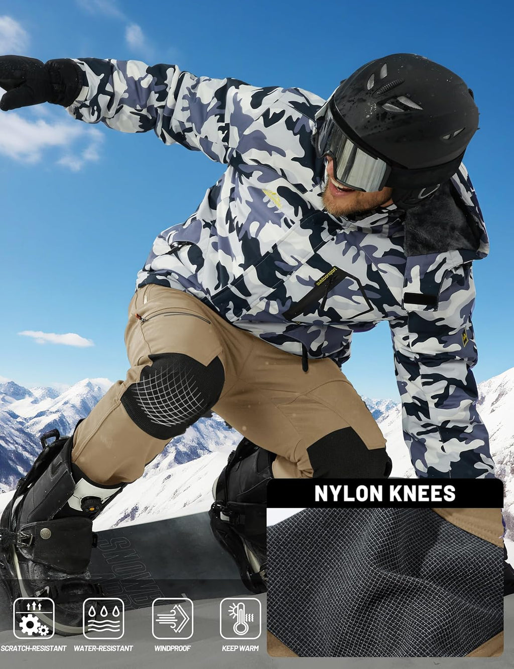 Men'S Snow Ski Pants Windproof Snowboard Pants for Men Water Resistant Hiking Pants Fleece Lined Winter Working