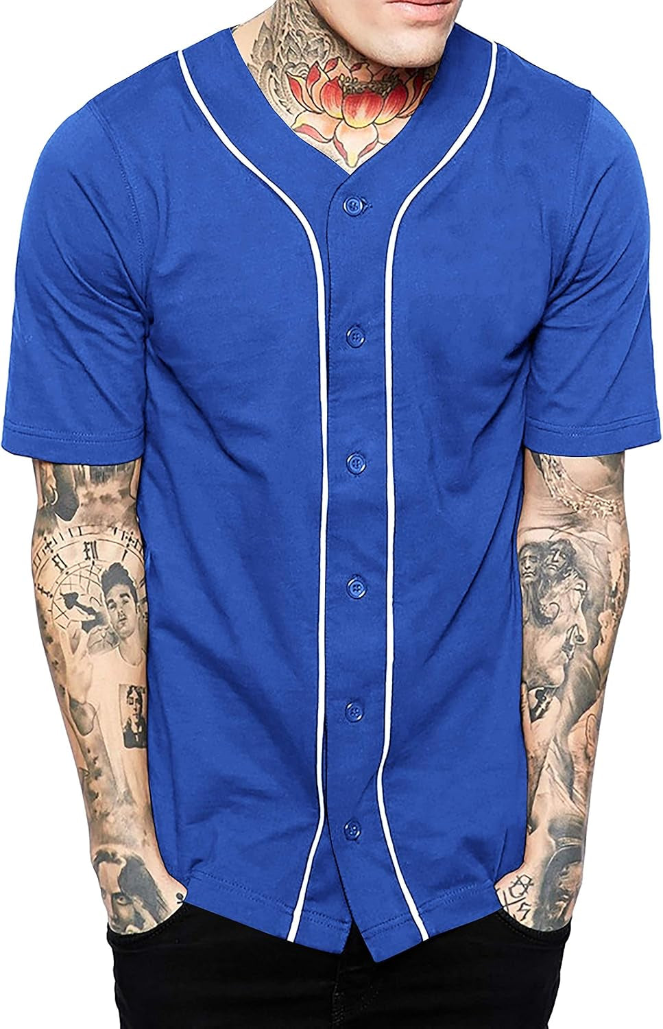 Mens Baseball Button down Jersey Hipster Hip Hop T Shirts