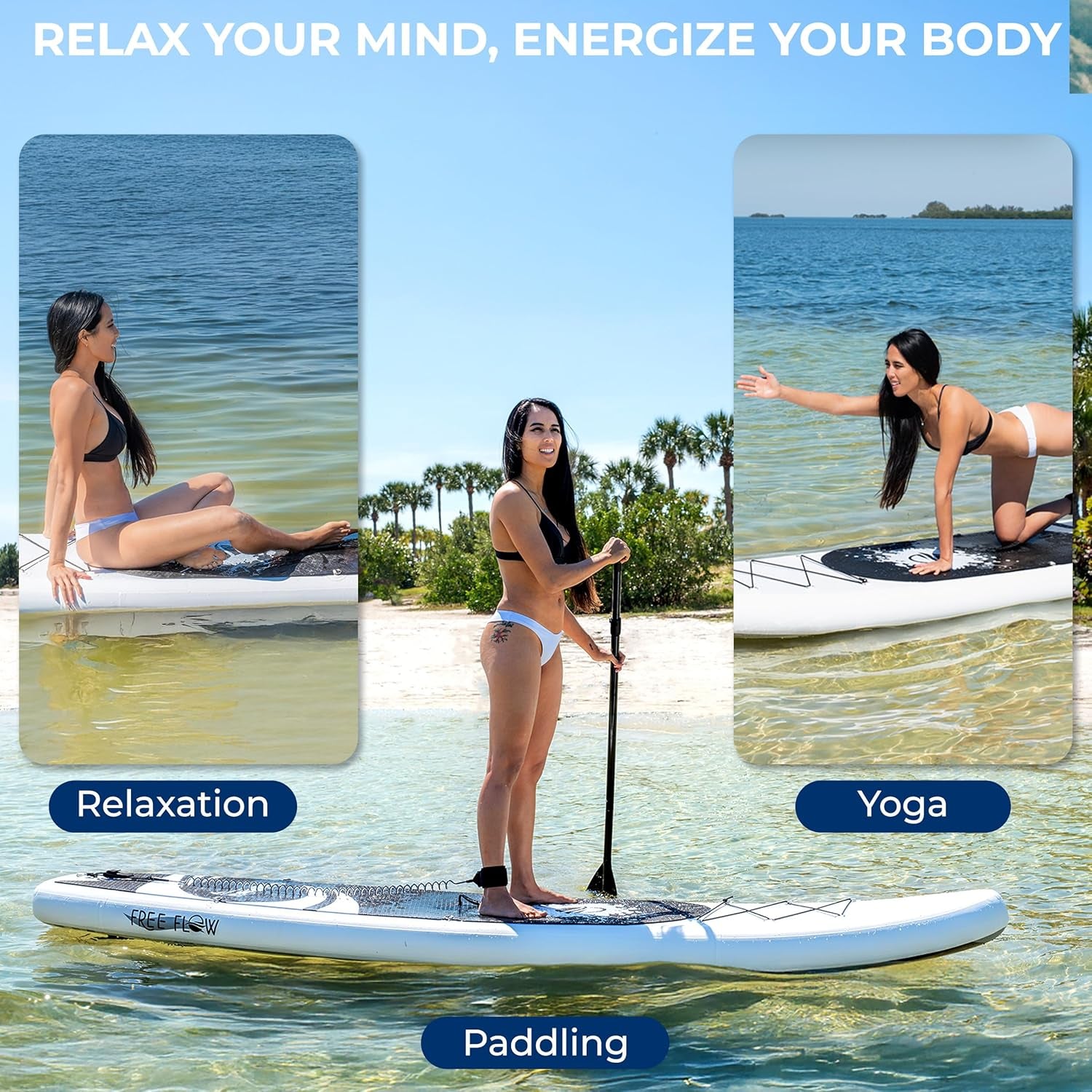 Stand up Inflatable Paddle Board with Premium SUP Accessories – Wide Stable Design with Non-Slip EVA Deck Pad for Adults and Youth of All Skill Levels