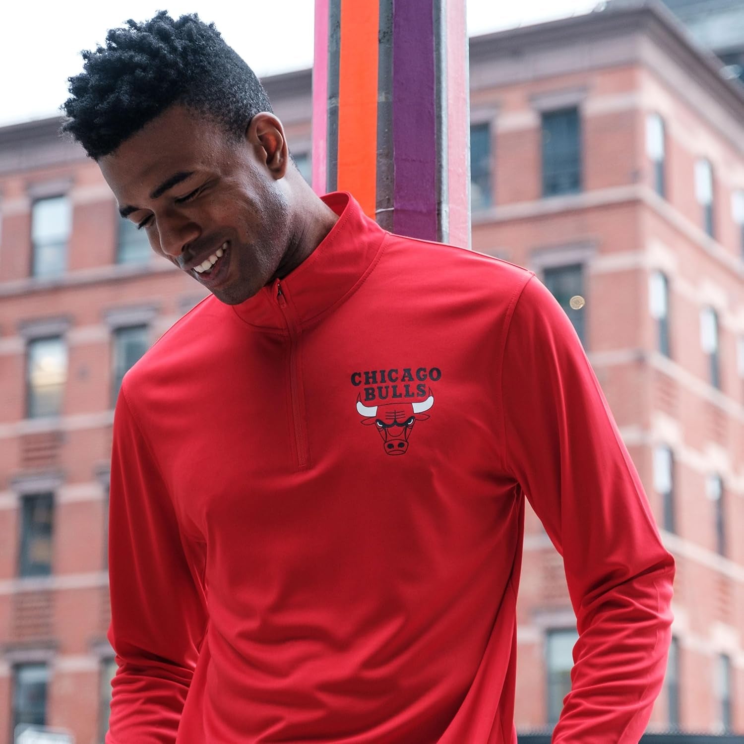 NBA Mens Quarter Zip Pullover Long Sleeve Tee