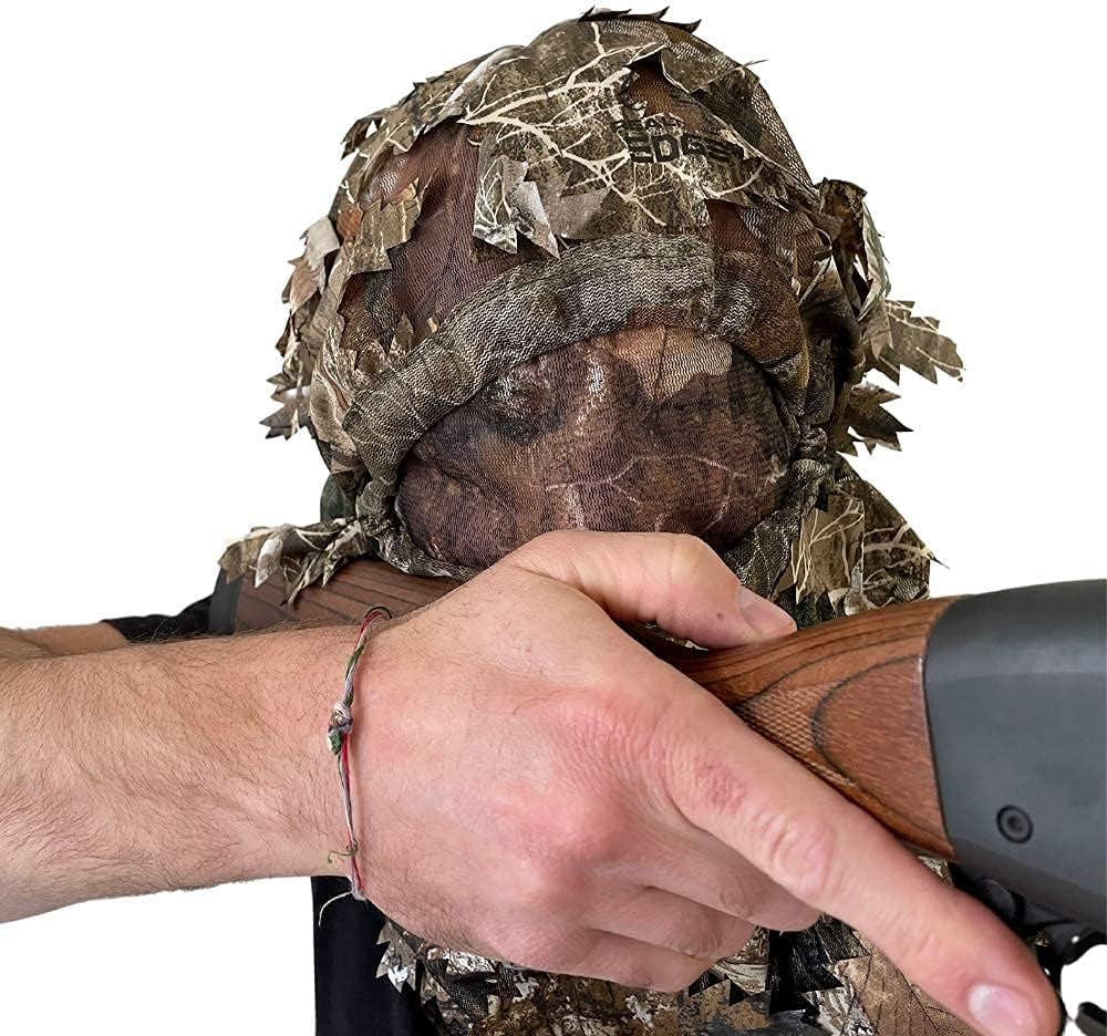 Camo 3D Leaf Ghillie Camouflage Face Mask. Leafy, Full Coverage, Breathable Hunting Mask with Customizable Fit