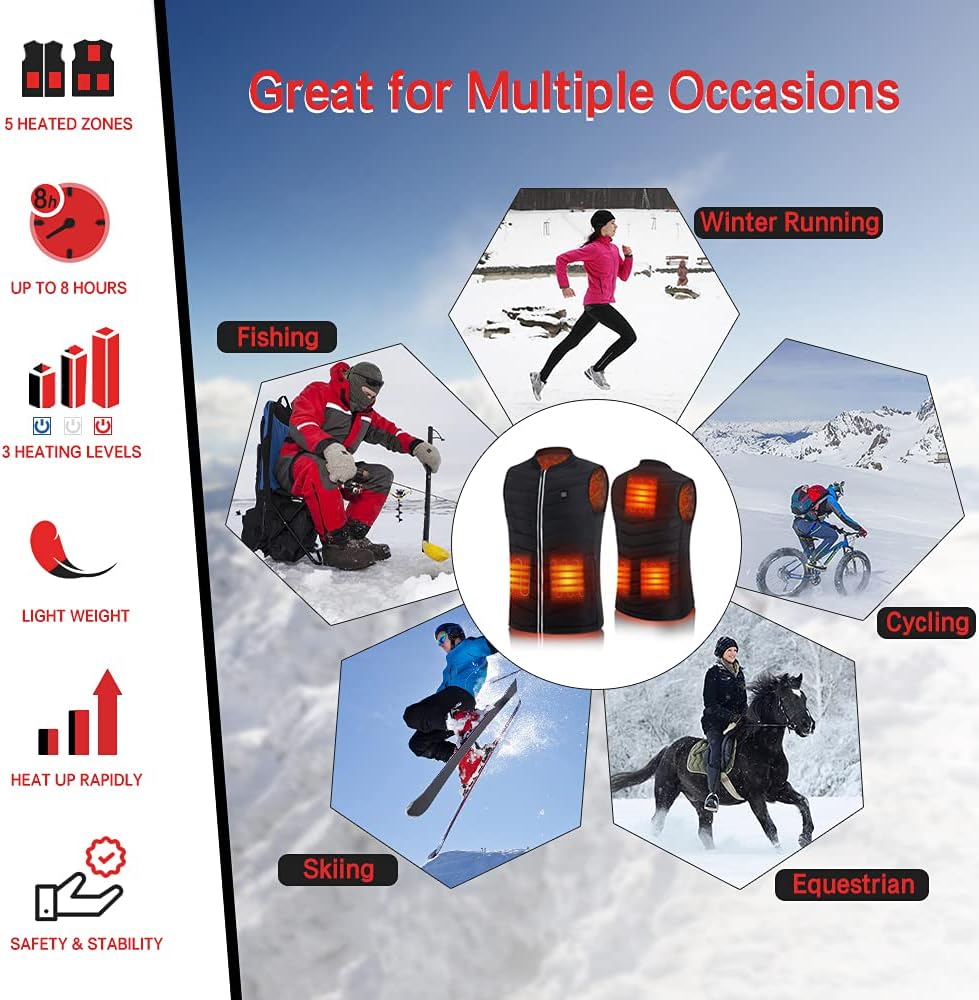 Heated Vest for Men Women with Battery Pack Included USB Electric Heating Vest Rechargeable Lightweight Warming Vests