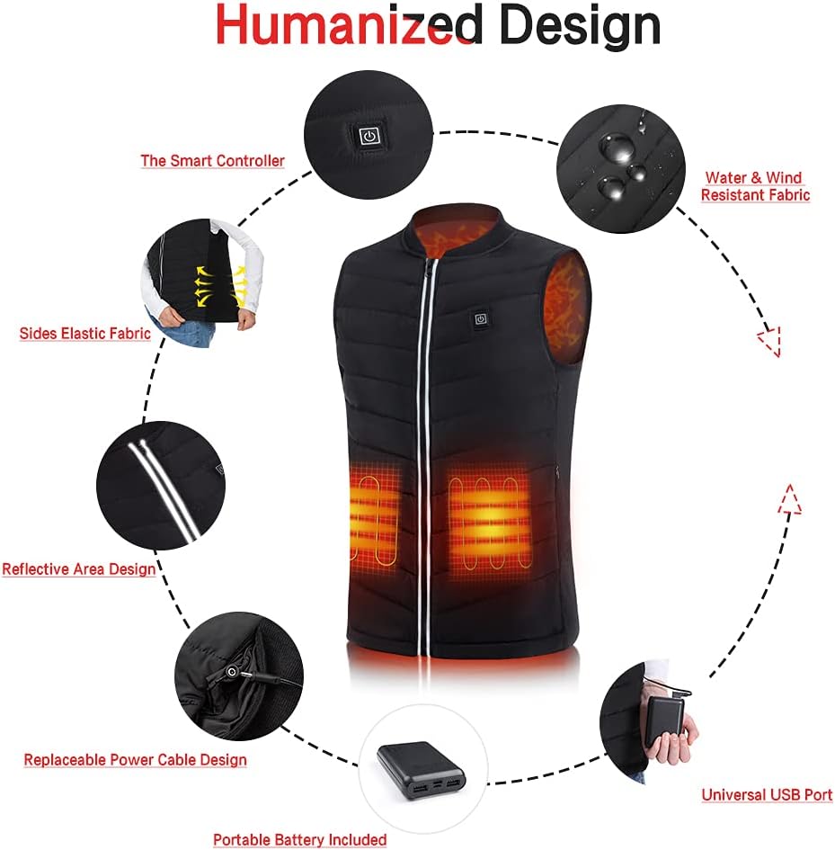 Heated Vest for Men Women with Battery Pack Included USB Electric Heating Vest Rechargeable Lightweight Warming Vests