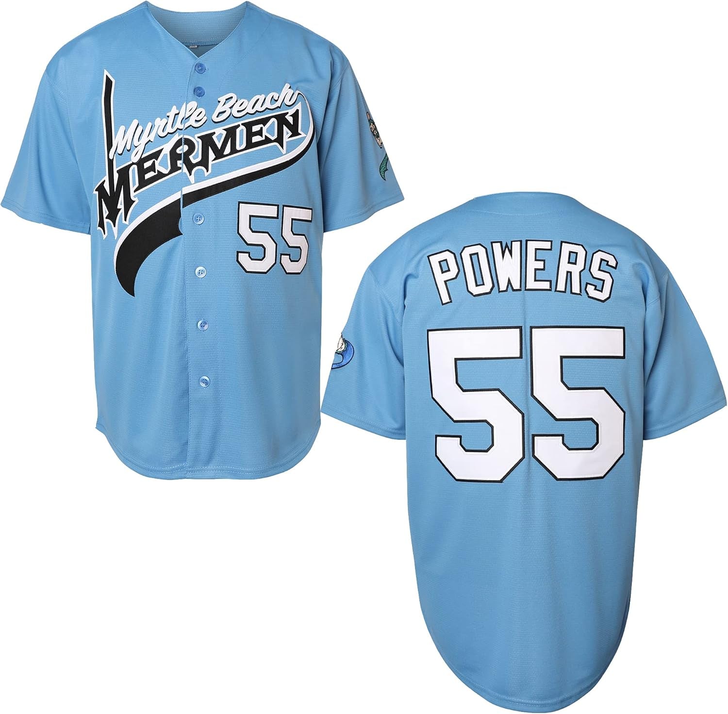 Kenny Powers Baseball Jersey #55 Myrtle Beach Mermen Stitched Men Movie Baseball Jersey Blue Green S-3XL