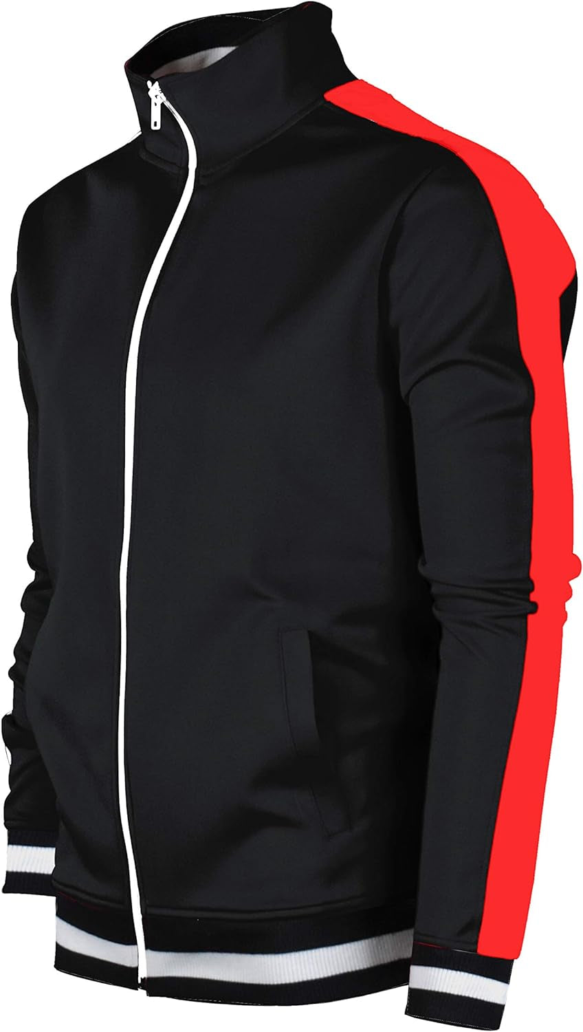 -TRACK JACKET Mens Urban Hip Hop Premium Track Jacket - Slim Fit Side Taping Sportswear Urbanwear Streetwear Top
