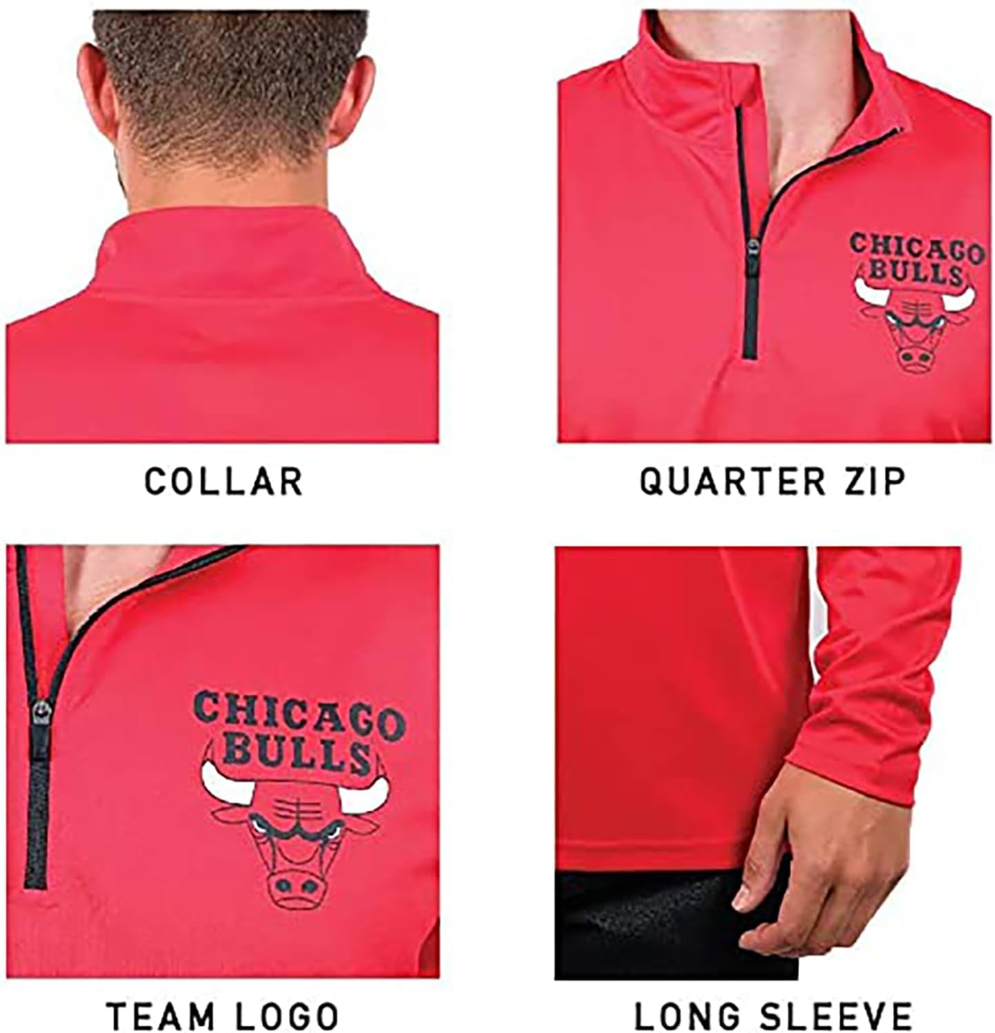 NBA Mens Quarter Zip Pullover Long Sleeve Tee