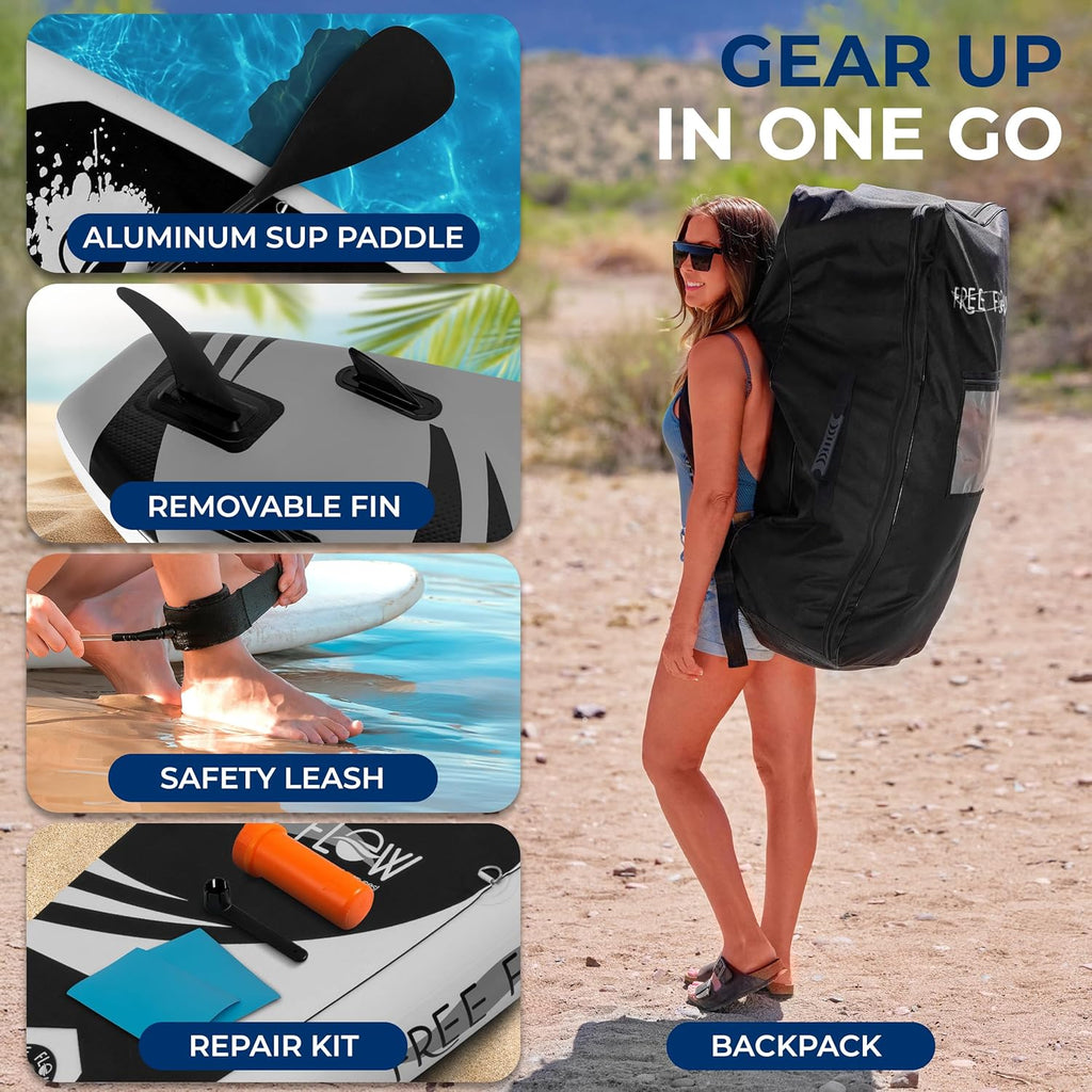 Stand up Inflatable Paddle Board with Premium SUP Accessories – Wide Stable Design with Non-Slip EVA Deck Pad for Adults and Youth of All Skill Levels