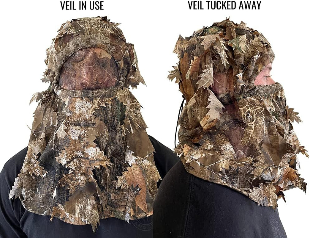 Camo 3D Leaf Ghillie Camouflage Face Mask. Leafy, Full Coverage, Breathable Hunting Mask with Customizable Fit