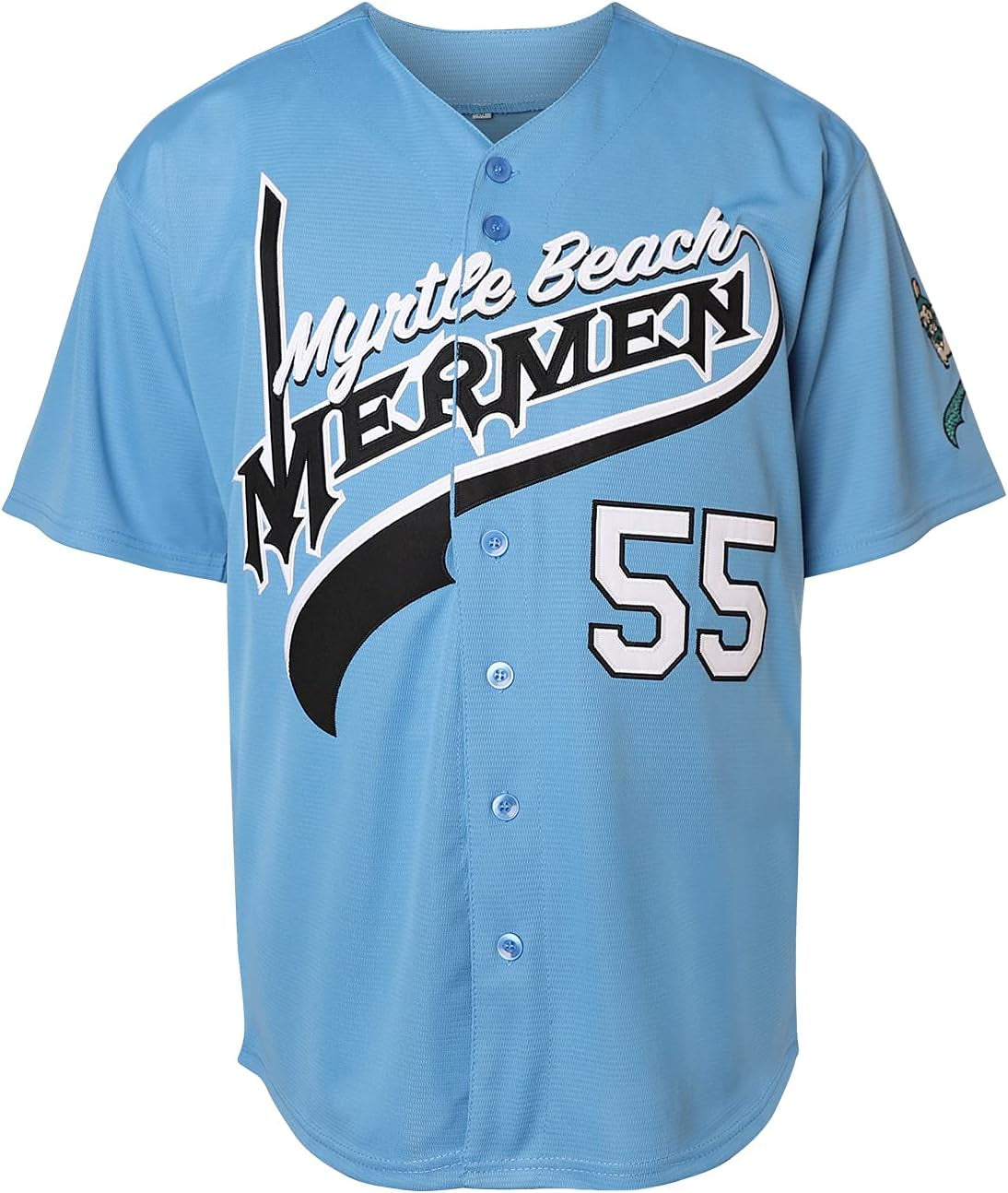 Kenny Powers Baseball Jersey #55 Myrtle Beach Mermen Stitched Men Movie Baseball Jersey Blue Green S-3XL